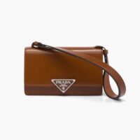 Prada Women Embleme Brushed-Leather Bag-Brown (1)