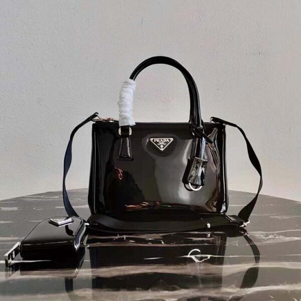 Prada Women Galleria Brushed Leather Small Bag-Black (2)