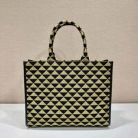 Prada Women Large Prada Symbole Jacquard Fabric Handbag-Brown (1)