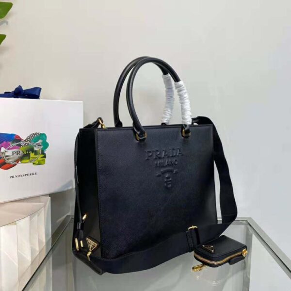 Prada Women Large Saffiano Leather Handbag-Black (4)