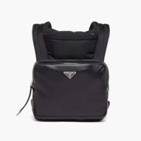 Prada Women Leather Backpack with Hood-Black (1)