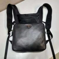 Prada Women Leather Backpack with Hood-Black (1)