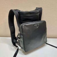 Prada Women Leather Backpack with Hood-Black (1)