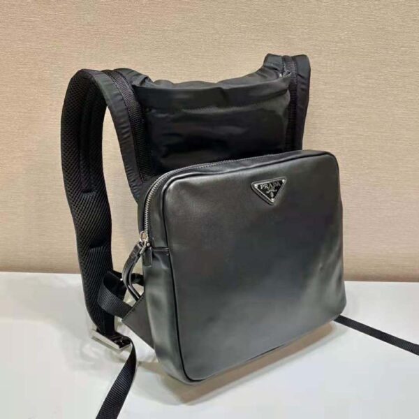 Prada Women Leather Backpack with Hood-Black (3)