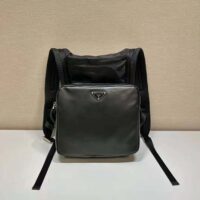 Prada Women Leather Backpack with Hood-Black (1)