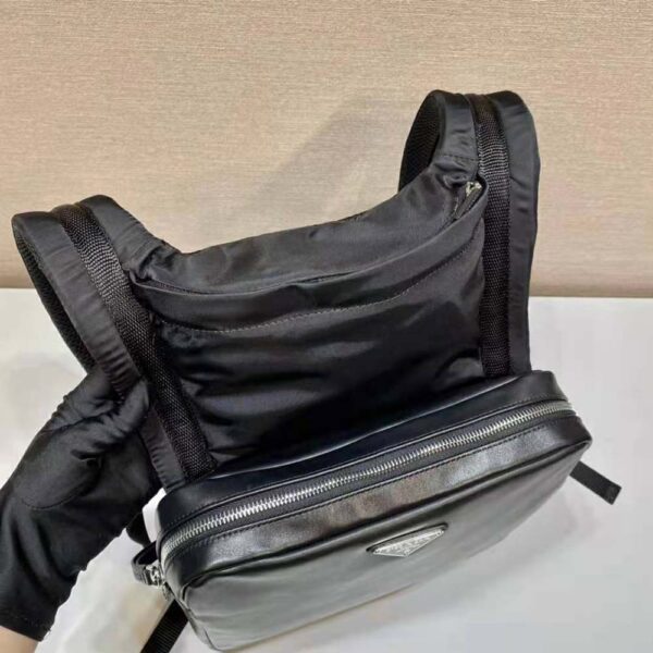 Prada Women Leather Backpack with Hood-Black (5)