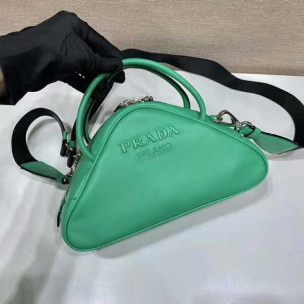 Prada Women Leather Prada Triangle Bag-Green (7)