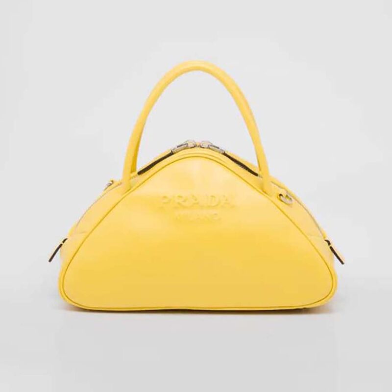 Prada Women Leather Prada Triangle Bag-Yellow