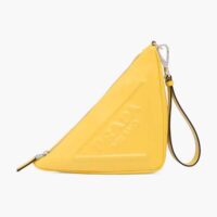 Prada Women Leather Triangle Leather Pouch-Yellow (1)