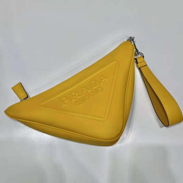 Prada Women Leather Triangle Leather Pouch-Yellow (4)