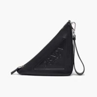 Prada Women Leather Triangle Leather Pouch-Black