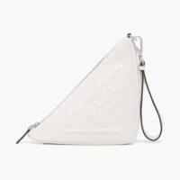 Prada Women Leather Triangle Leather Pouch-white (1)