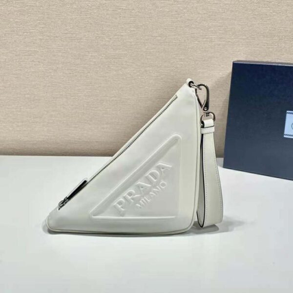 Prada Women Leather Triangle Leather Pouch-white (2)