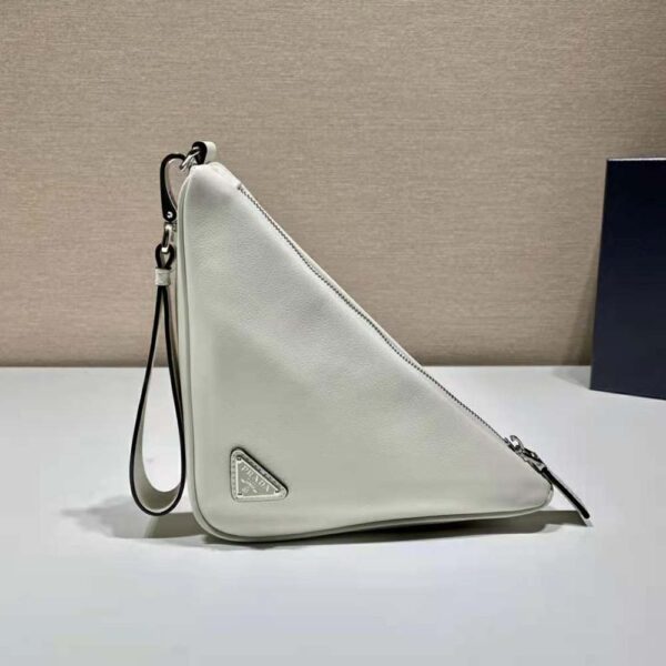 Prada Women Leather Triangle Leather Pouch-white (5)