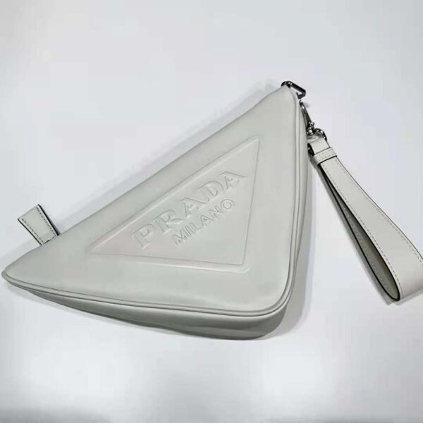 Prada Women Leather Triangle Leather Pouch-white (7)