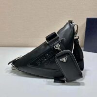 Prada Women Leather Triangle Shoulder Bag-Black (1)