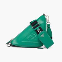 Prada Women Leather Triangle Shoulder Bag-Green (1)