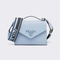 Prada Women Monochrome Saffiano and Leather Bag-Blue (1)