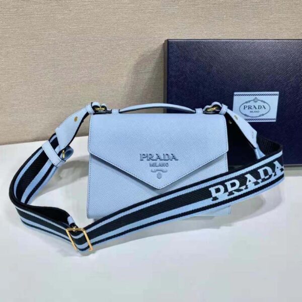 Prada Women Monochrome Saffiano and Leather Bag-Blue (2)