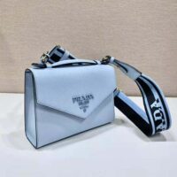 Prada Women Monochrome Saffiano and Leather Bag-Blue (1)