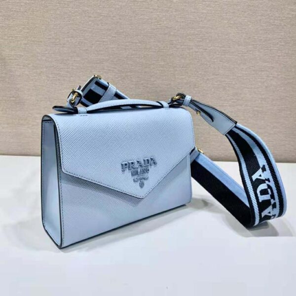 Prada Women Monochrome Saffiano and Leather Bag-Blue (3)