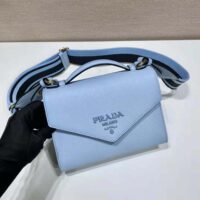 Prada Women Monochrome Saffiano and Leather Bag-Blue (1)