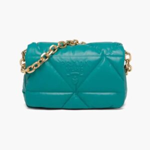 Prada Women Padded Nappa Leather Shoulder Bag-Lime