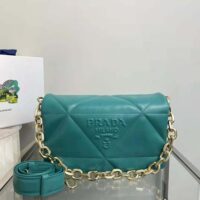 Prada Women Padded Nappa Leather Shoulder Bag-lime (1)