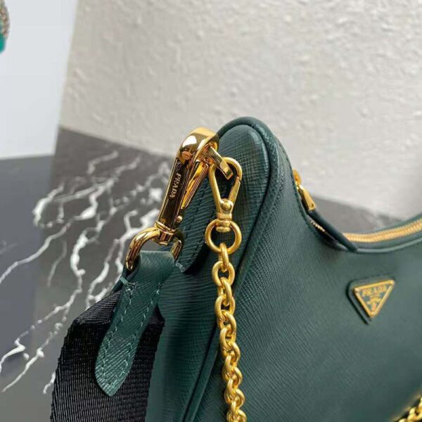 Prada Women Prada Re-Edition 2005 Saffiano Leather Bag-dark green (8)