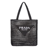 Prada Women Raffia Tote Bag-black (1)