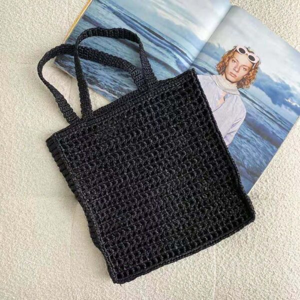 Prada Women Raffia Tote Bag-black (2)