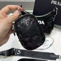 Prada Women Re-Edition 2000 Sequined Re-Nylon Mini-Bag-Black (1)