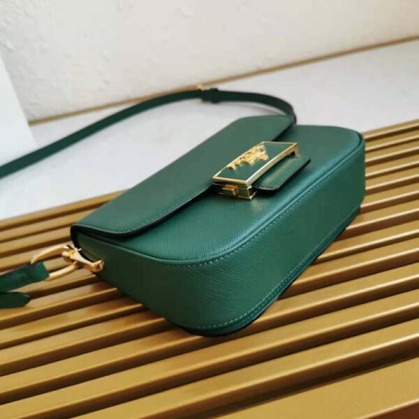 Prada Women Saffiano Leather Prada Emblème Bag-green (6)