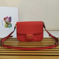 Prada Women Saffiano Leather Prada Emblème Bag-red (1)