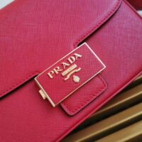 Prada Women Saffiano Leather Prada Emblème Bag-red (1)