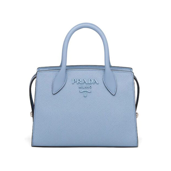 Prada Women Saffiano Leather Prada Monochrome Bag-blue (1)