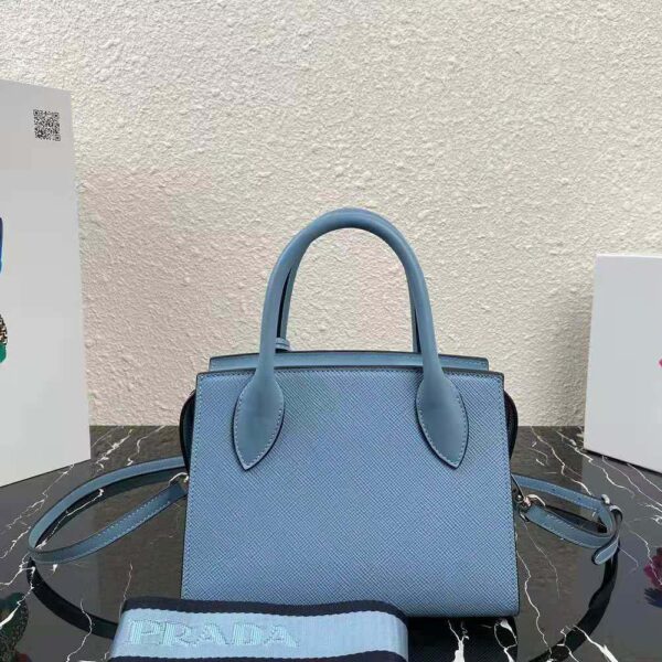 Prada Women Saffiano Leather Prada Monochrome Bag-blue (3)