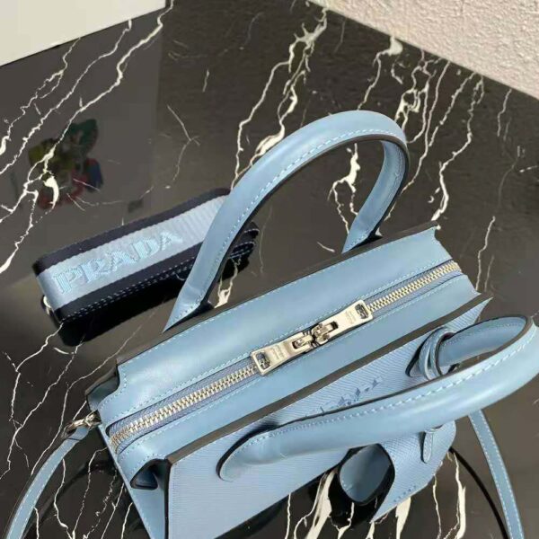 Prada Women Saffiano Leather Prada Monochrome Bag-blue (5)