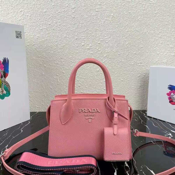 Prada Women Saffiano Leather Prada Monochrome Bag-pink (2)