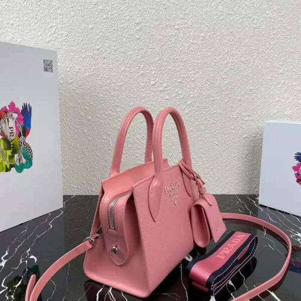 Prada Women Saffiano Leather Prada Monochrome Bag-pink (4)