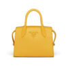 Prada Women Saffiano Leather Prada Monochrome Bag-Yellow