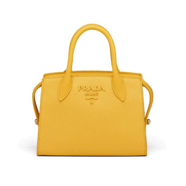 Prada Women Saffiano Leather Prada Monochrome Bag-yellow (1)