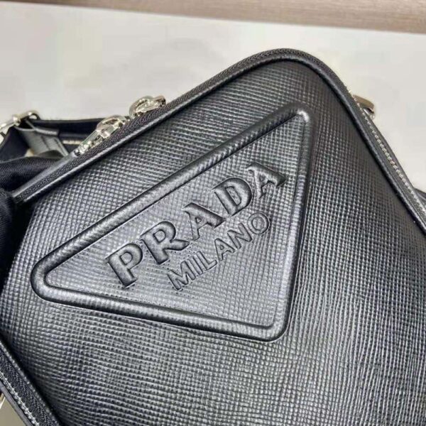 Prada Women Saffiano Leather Shoulder Bag-Black (7)