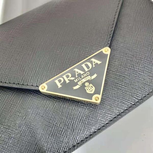 Prada Women Saffiano Leather Shoulder Bag-Black (9)