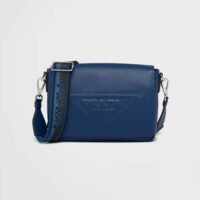 Prada Women Saffiano Leather Shoulder Bag with Sleek-Navy (1)