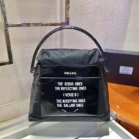 Prada Women Signaux Nylon and Leather Hobo Bag-black (1)