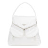 Prada Women Signaux Nylon and Leather Hobo Bag-White