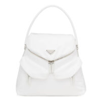 Prada Women Signaux Nylon and Leather Hobo Bag-white (1)