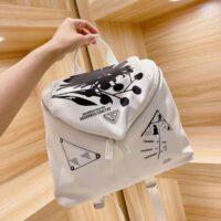 Prada Women Signaux Printed Nylon Backpack-white (1)