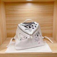 Prada Women Signaux Printed Nylon Backpack-white (1)